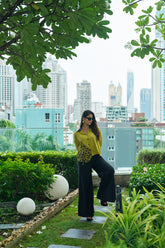 Chartreuse Asymmetric Panel Shirt  Co‑ord Set – Relaxed Button‑Down, Contrast Collar